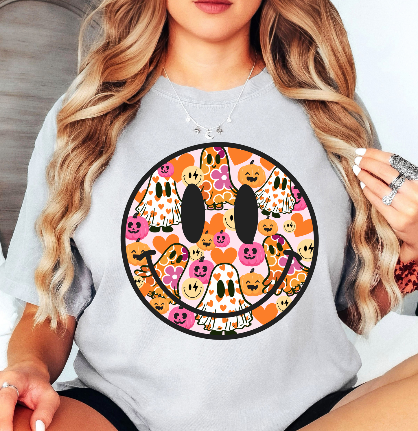 Cutie Ghost Smiley Tee | Boo-tiful Vibes Collection | Unisex Pre-Shrunk T-Shirt