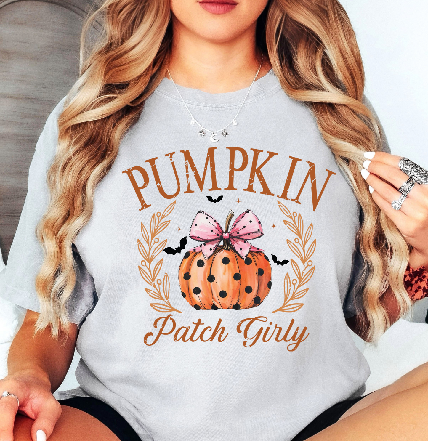 Pumpkin Patch Girly Tee | Boo-tiful Vibes Collection | Unisex Pre-Shrunk T-Shirt