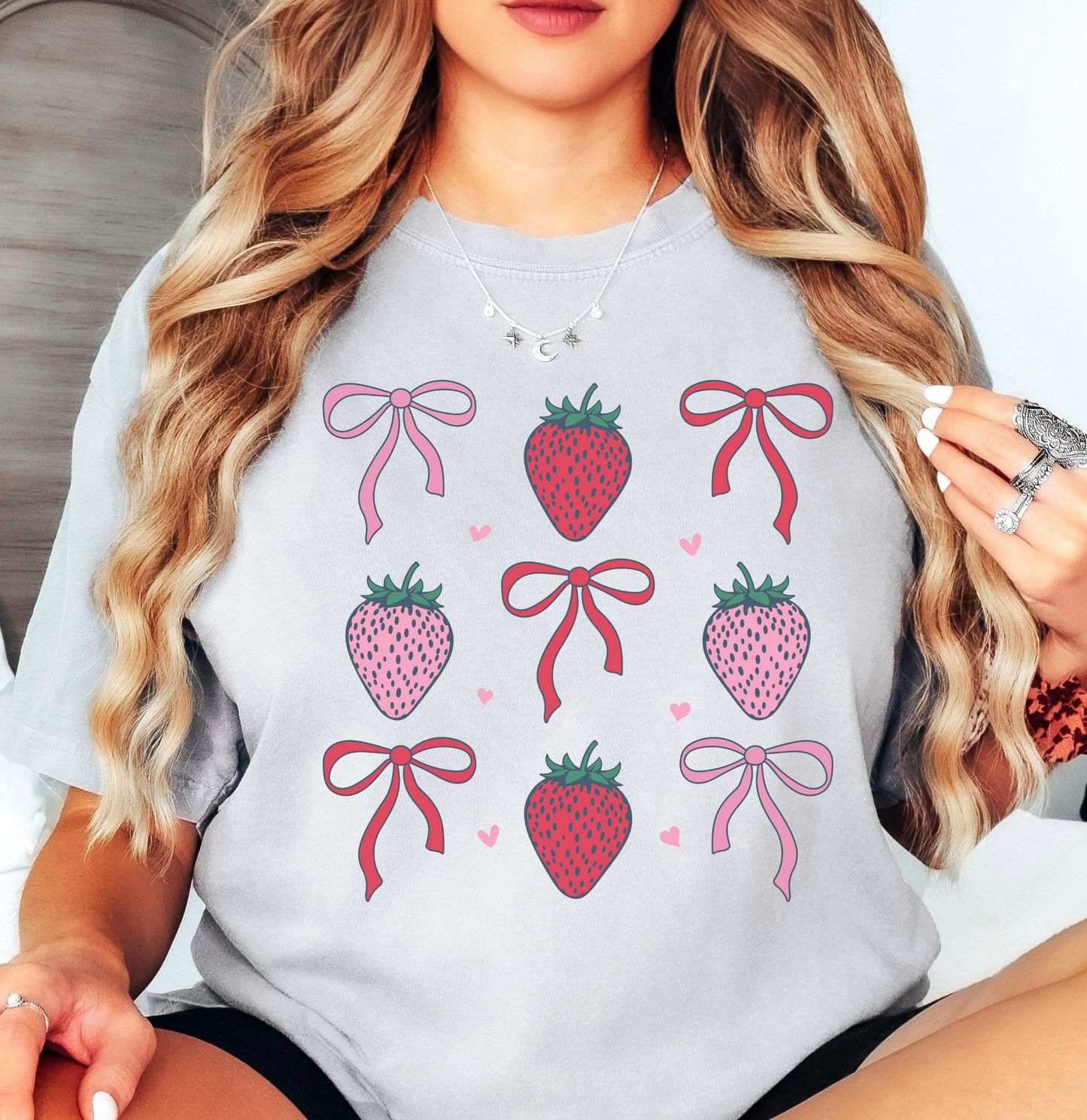 Strawberry and Bows Tee | Groovy Vibes Collection | Unisex Pre-Shrunk T-Shirt