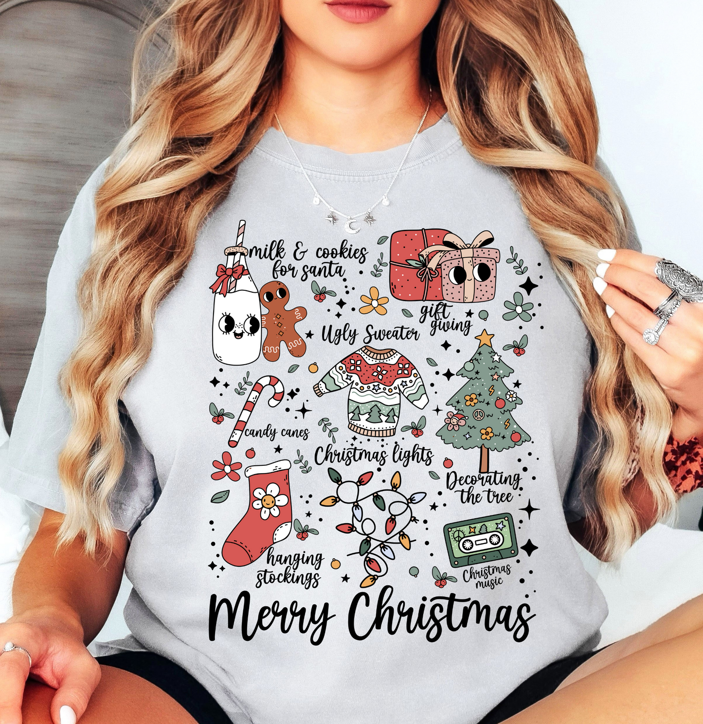 Merry Xmas Doodles Tee | Tis The Season Collection | Unisex Pre-Shrunk T-Shirt