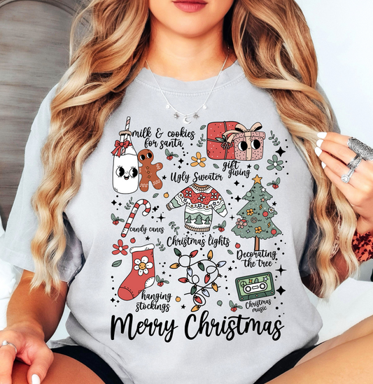 Merry Xmas Doodles Tee | Tis The Season Collection | Unisex Pre-Shrunk T-Shirt