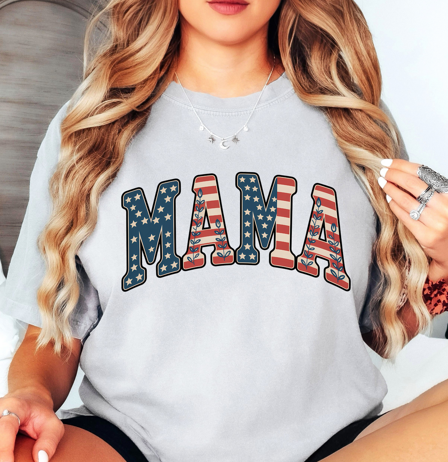 USA Floral Mama Tee | Mama Mode Activated Collection | Unisex Pre-Shrunk T-Shirt