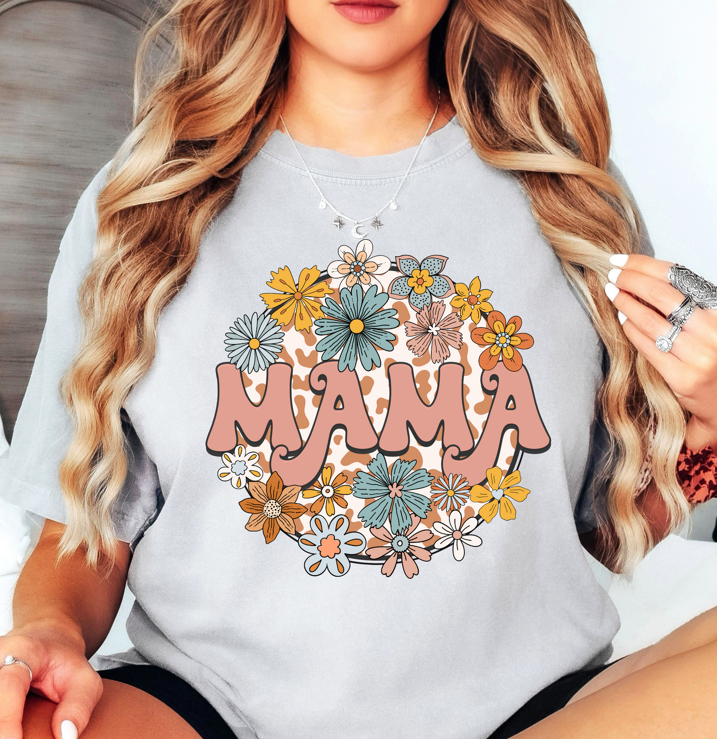 Retro Groovy Floral Mama Tee | Mama Mode Activated Collection | Unisex Pre-Shrunk T-Shirt