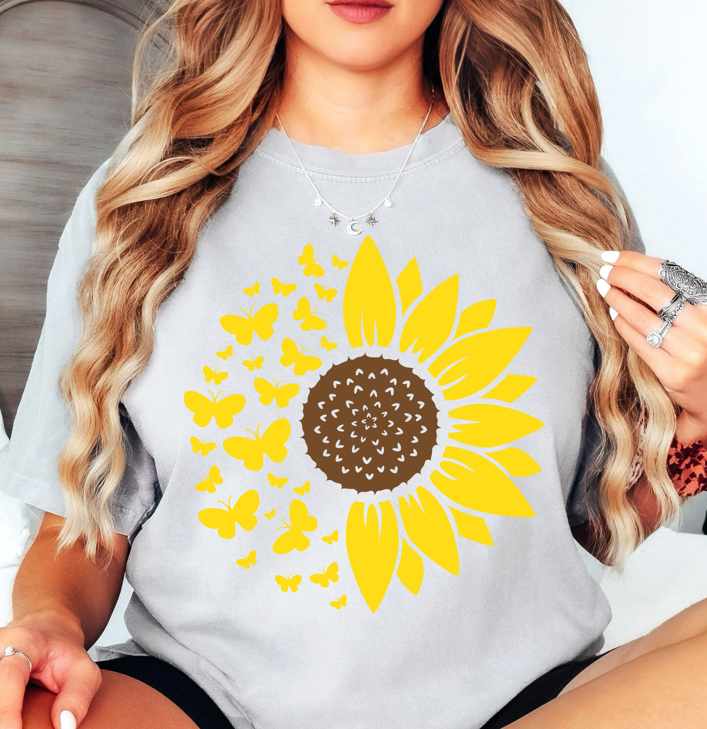 Sunflowers and Butterflies Tee | Hoppin' Into Spring Collection | Unisex Pre-Shrunk T-Shirt