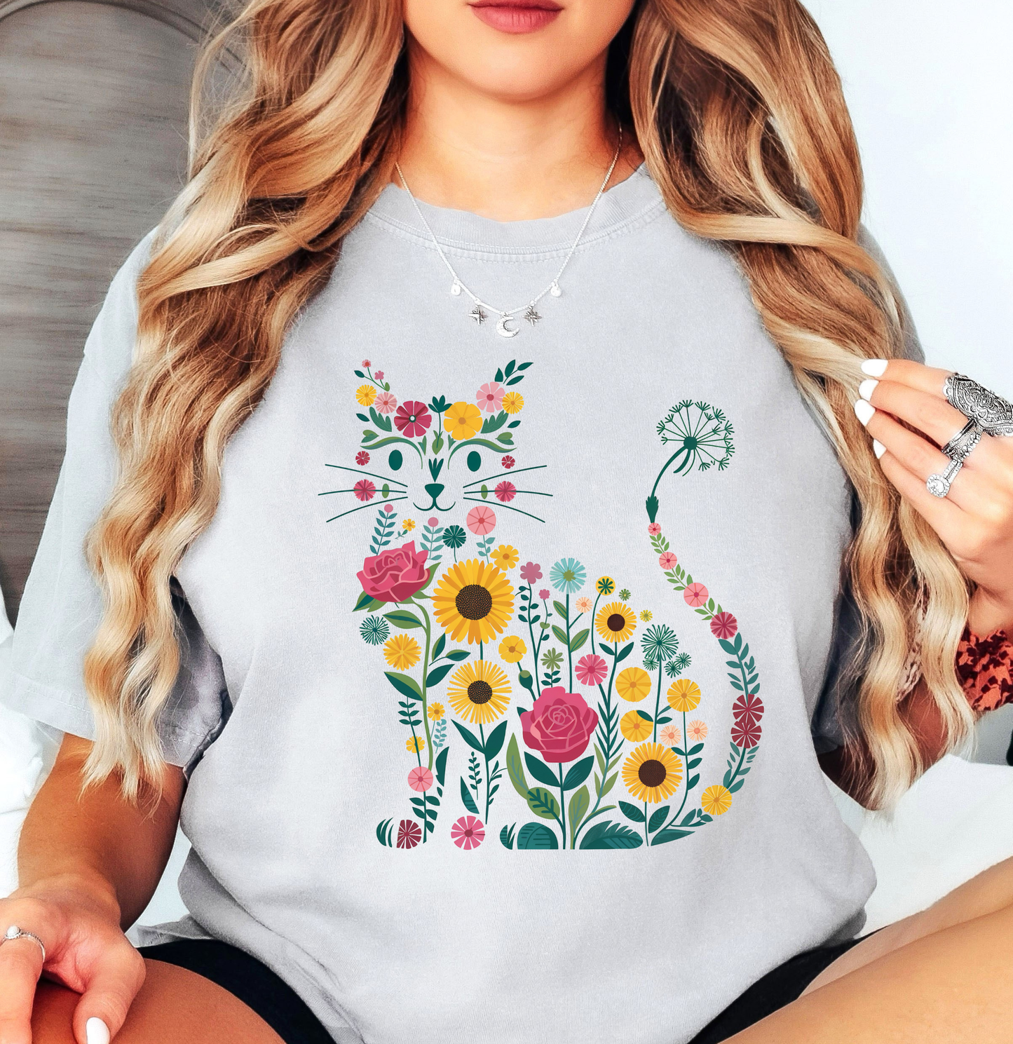 Floral Cat Outline Tee | Pawsitive Vibes Collection | Unisex Pre-Shrunk T-Shirt