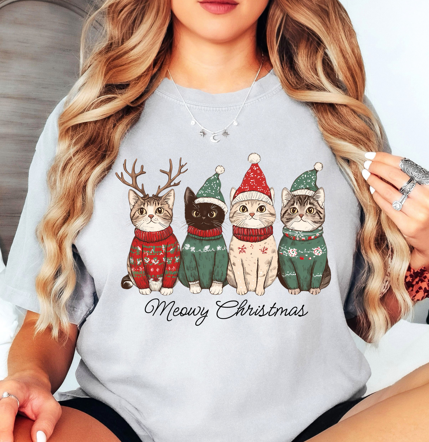 Meowy Cat Christmas Tee | Pawsitive Vibes Collection | Unisex Pre-Shrunk T-Shirt