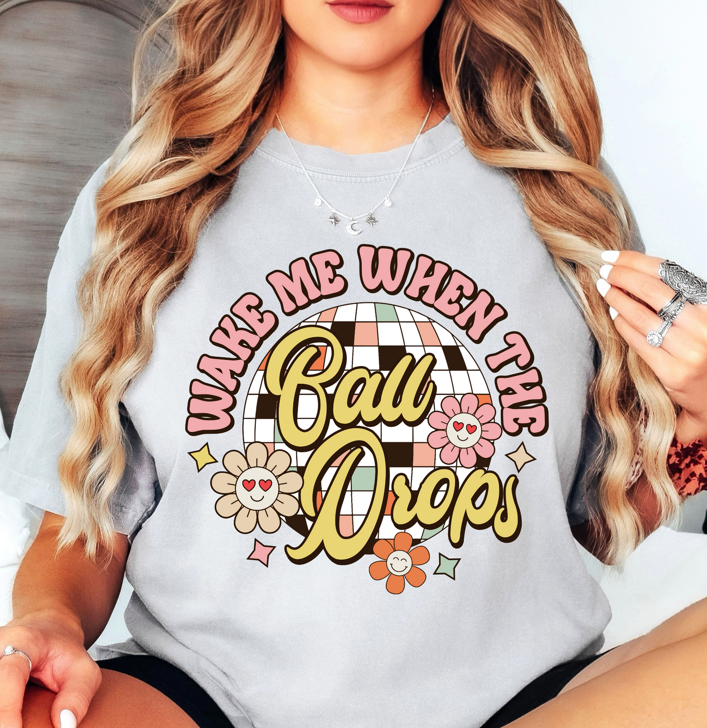 Floral Wake Me When Ball Drops Tee | New Year Magic Collection | Unisex Pre-Shrunk T-Shirt