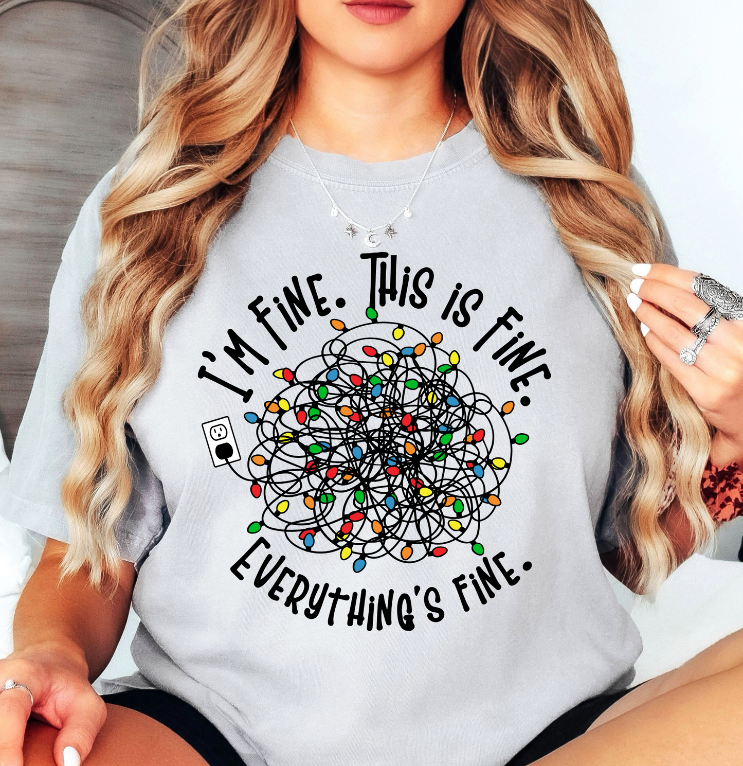 Xmas Lights I'm Fine Tee | Tis The Season Collection | Unisex Pre-Shrunk T-Shirt