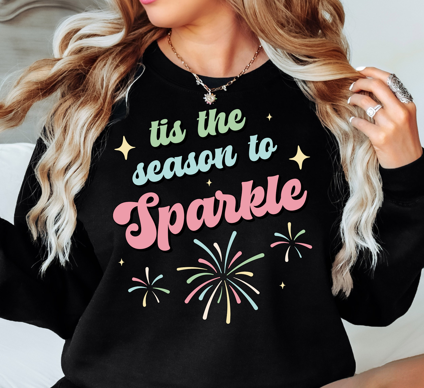 Tis The Season To Sparkle (Fireworks) Sweatshirt | New Year Magic Collection | Unique Gifts for Family Friends