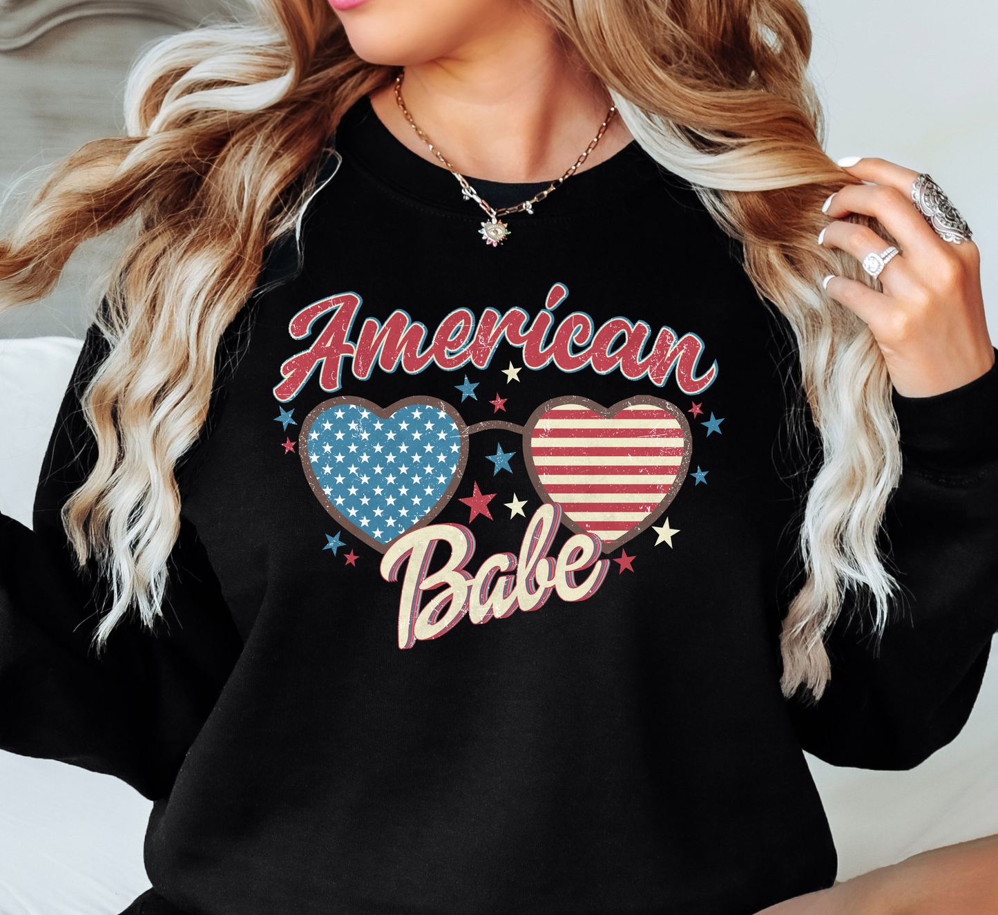 American Babe Sweatshirt | Stars and Stripes Collection | Unique Gifts for Family and Friends