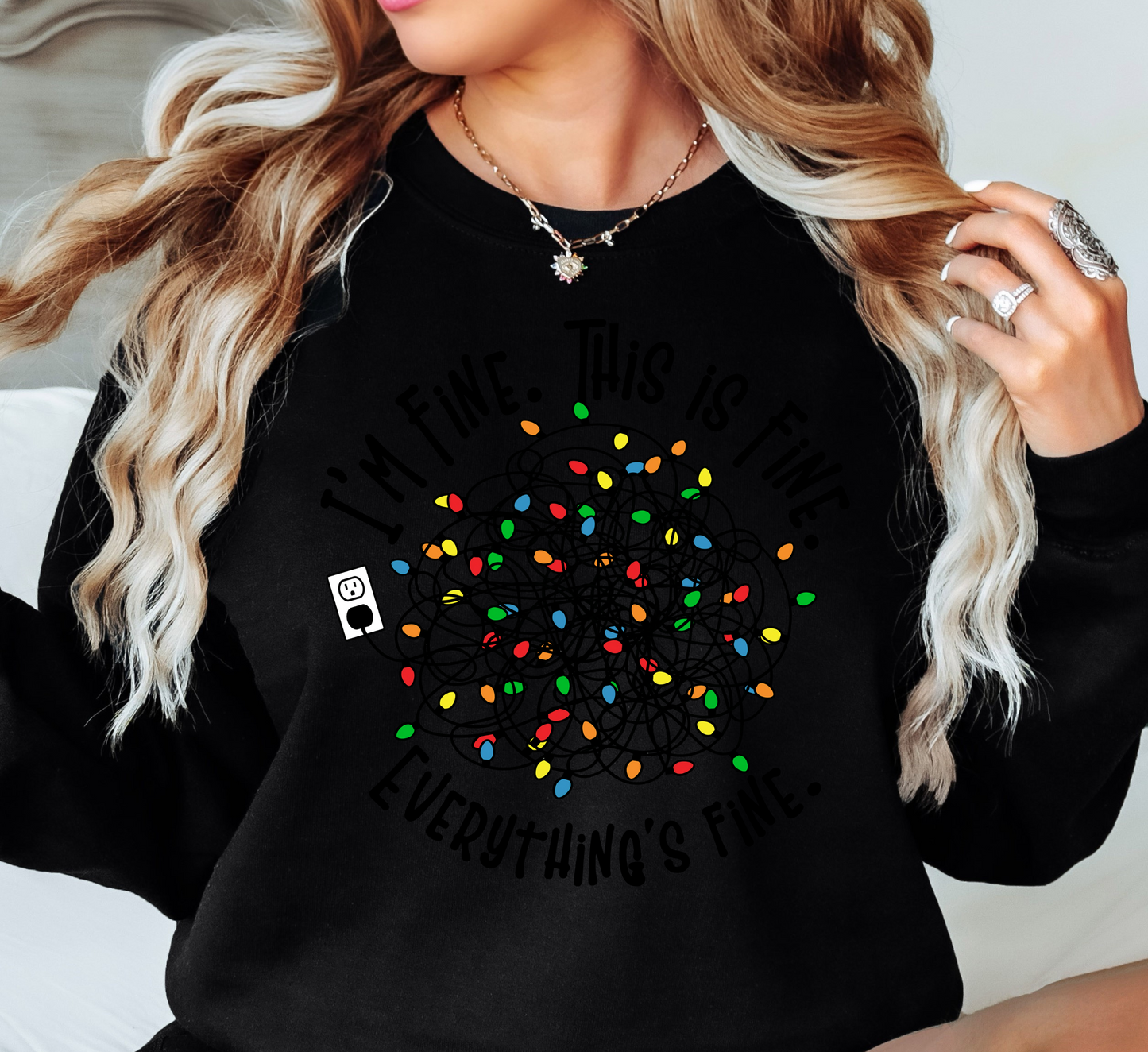 Xmas Lights I'm Fine Sweatshirt | Tis The Season Collection | Unique Gifts for Family Friends