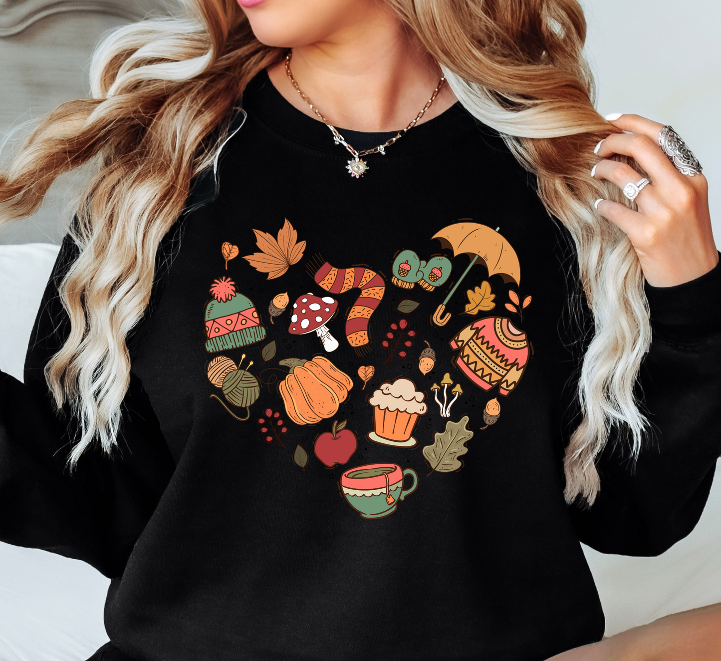 Fall Doodle Heart Sweatshirt | Falling For You Collection | Unique Gifts for Family Friends
