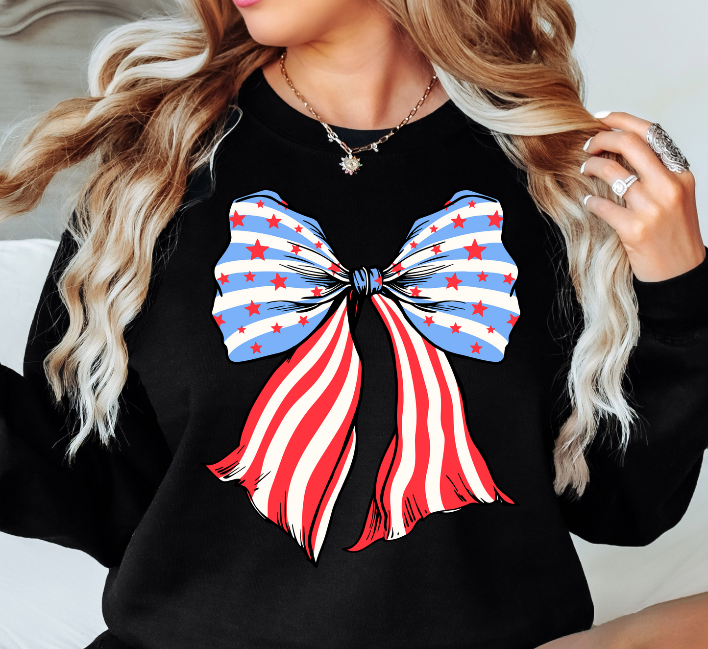 USA Coquette Bow Sweatshirt | Stars and Stripes Collection | Unique Gifts for Family and Friends
