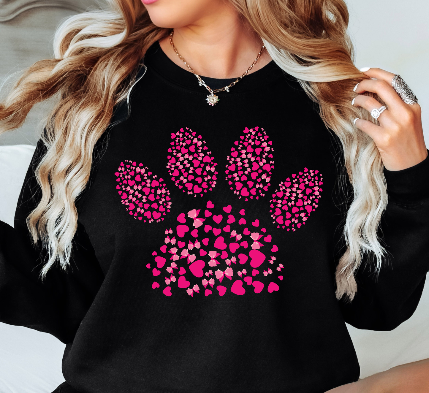 Pink Pet Paw Sweatshirt | Pawsitive Vibes Collection | Unique Gifts for Family and Friends