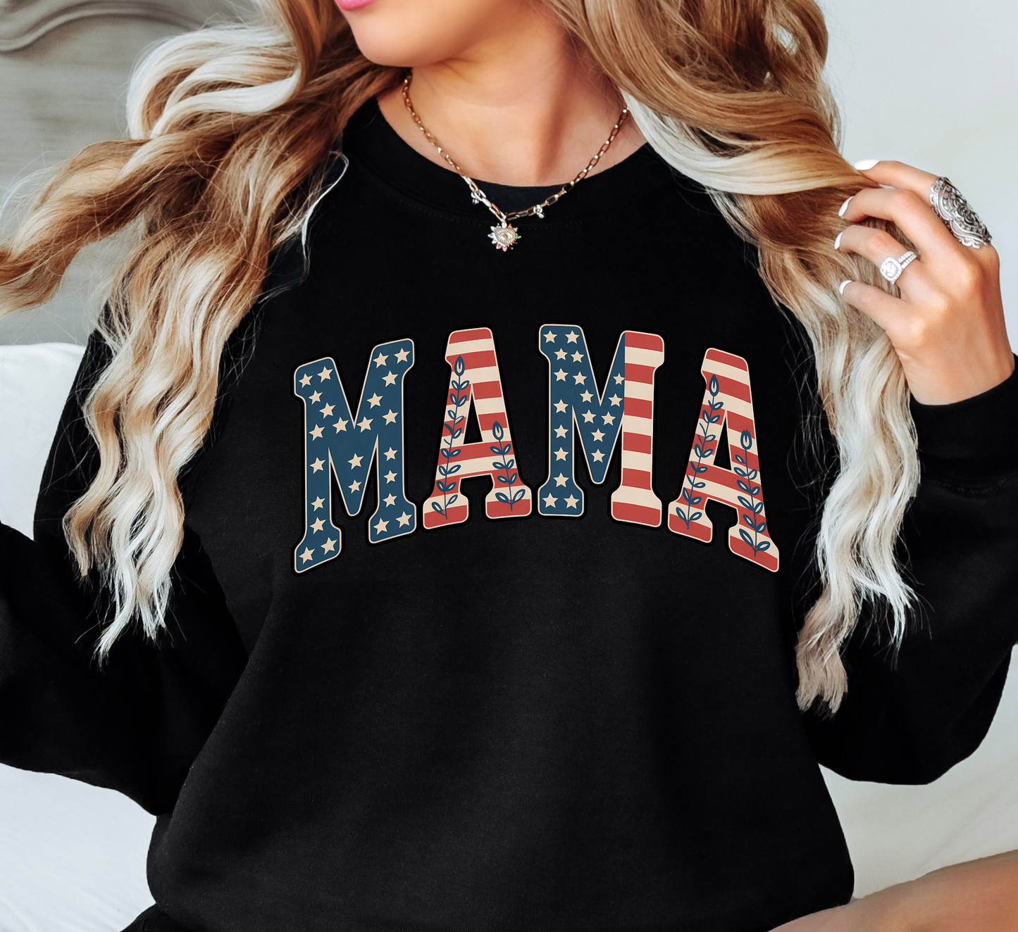 USA Floral Mama Sweatshirt | Mama Mode Activated Collection | Unique Gifts for Family Friends