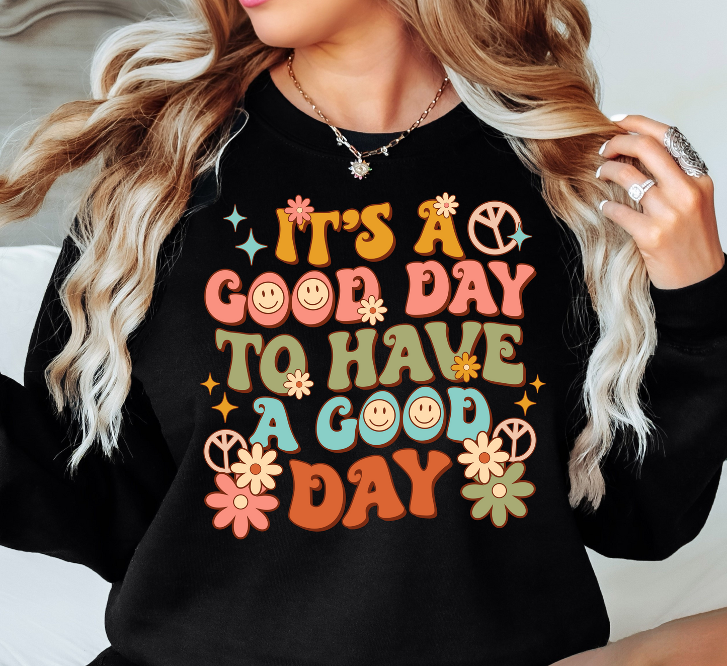 Retro Good Day Sweatshirt | Groovy Vibes Collection | Unique Gifts for Family and Friends