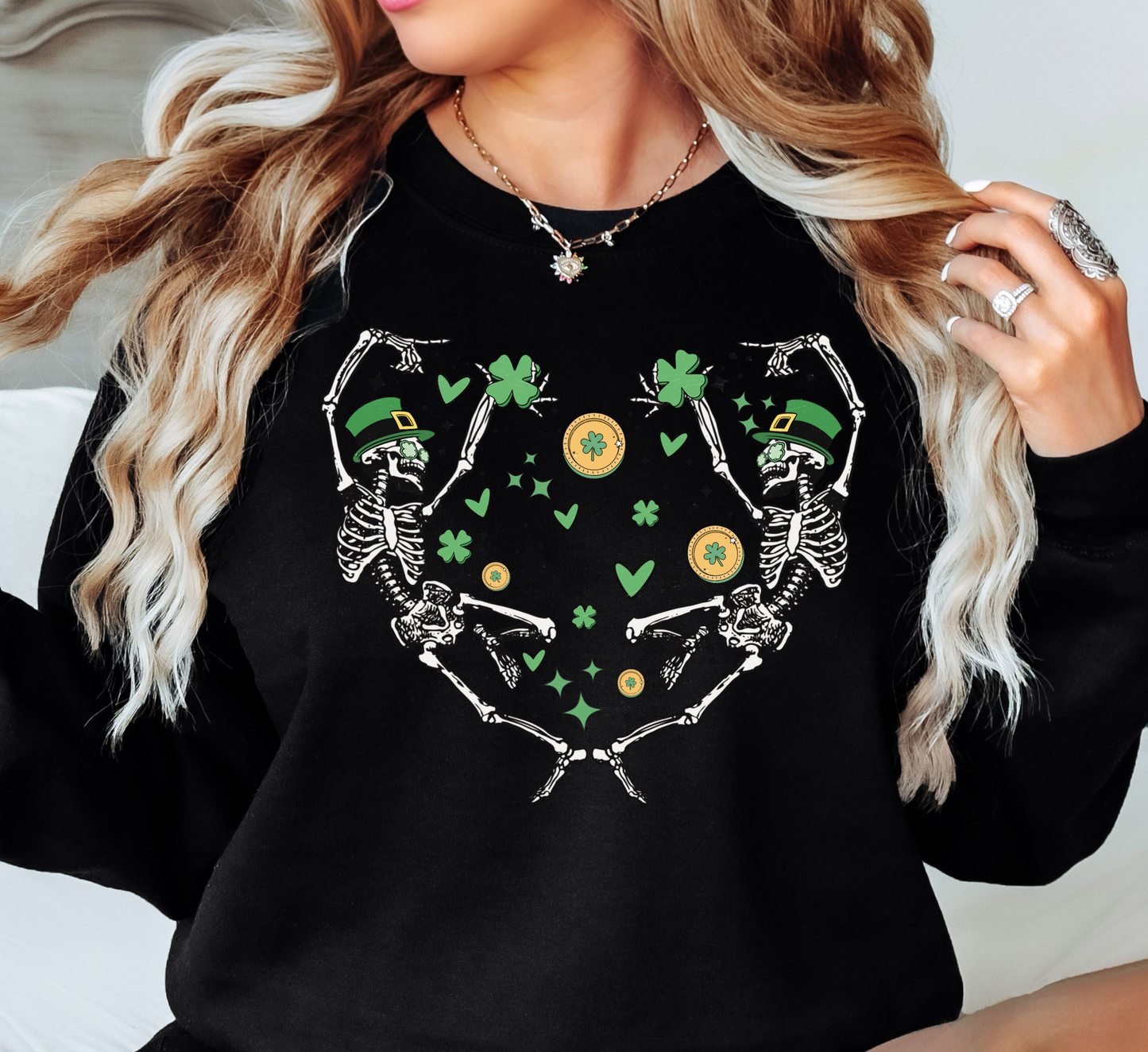 Dancing Skeleton Heart Sweatshirt | Feeling Lucky Collection | Unique Gifts for Family Friends