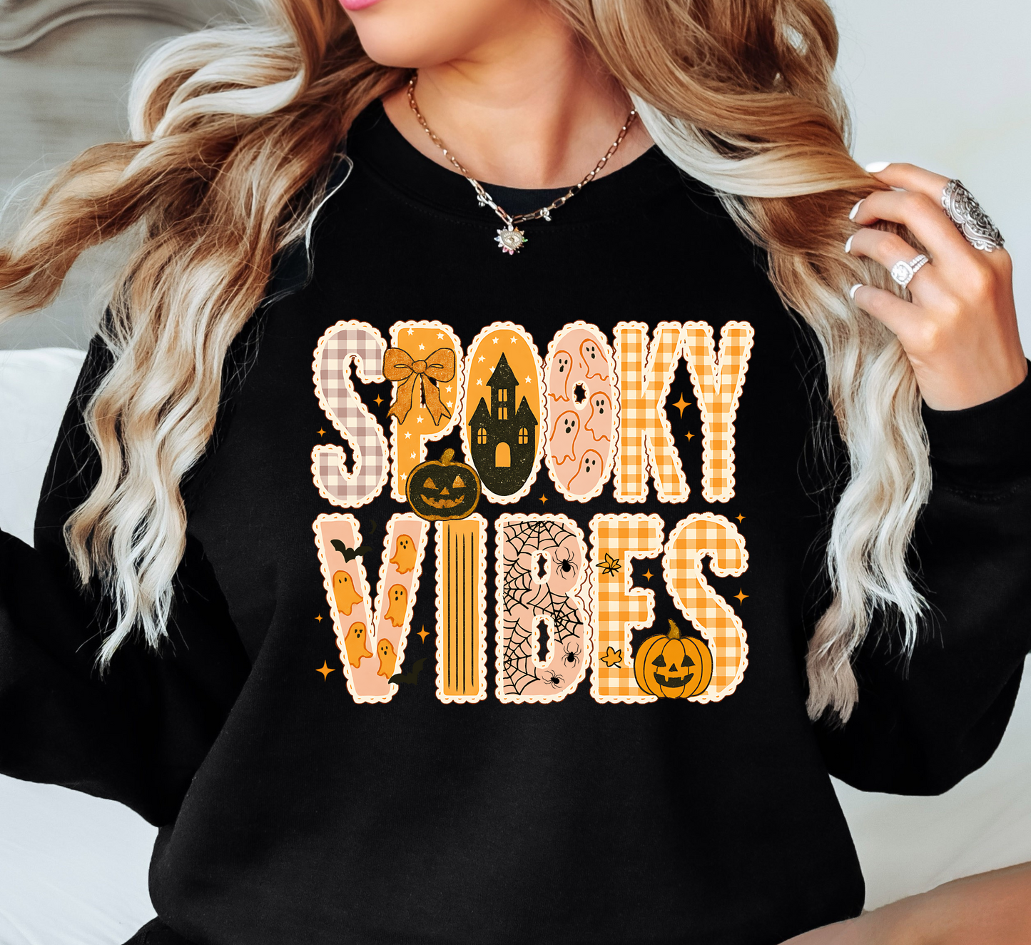Spooky Vibes Preppy Sweatshirt | Boo-tiful Vibes Collection | Unique Gifts for Family Friends