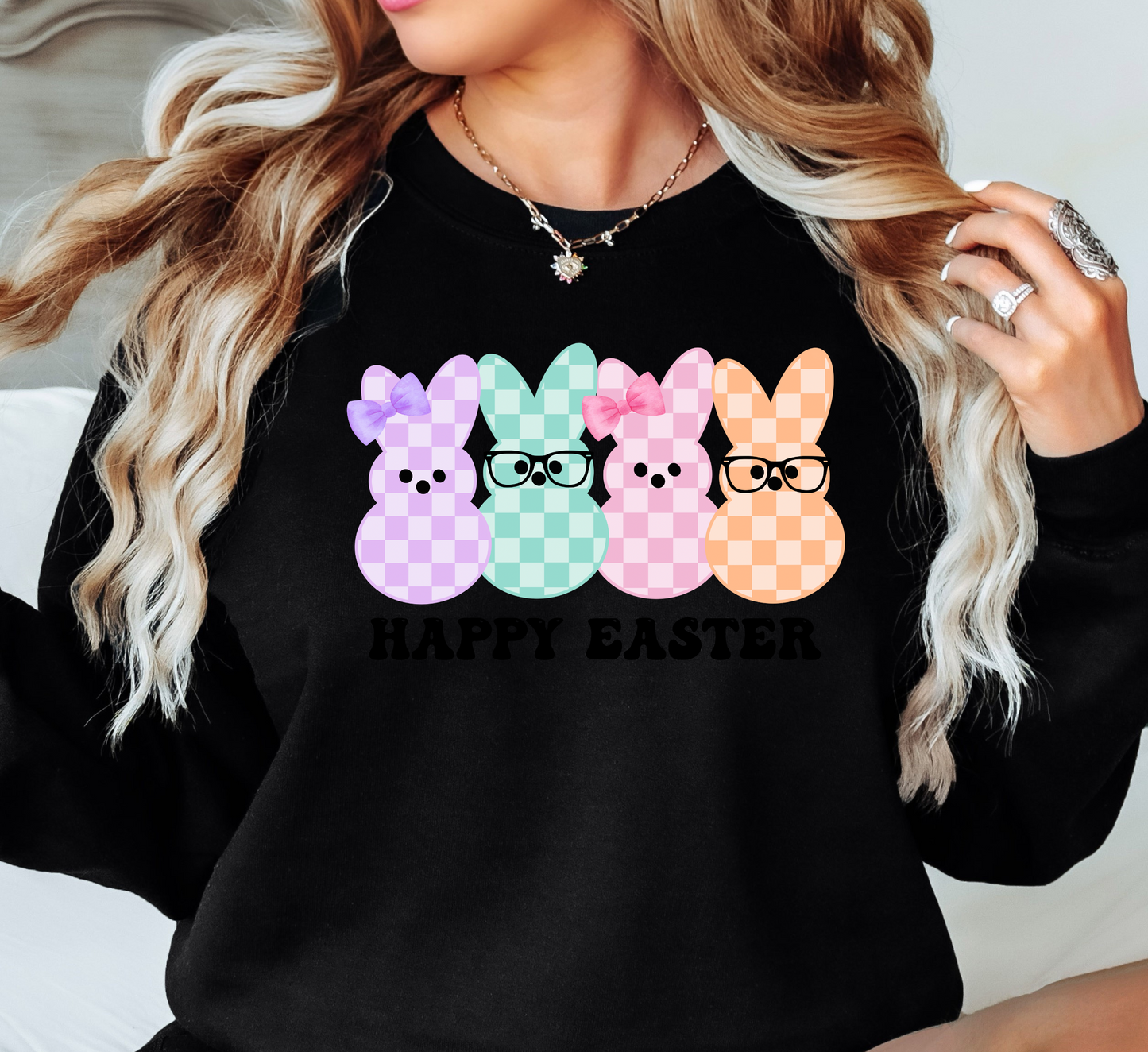 Happy Easter Peeps Sweatshirt | Hoppin' Into Spring Collection | Unique Gifts for Family Friends