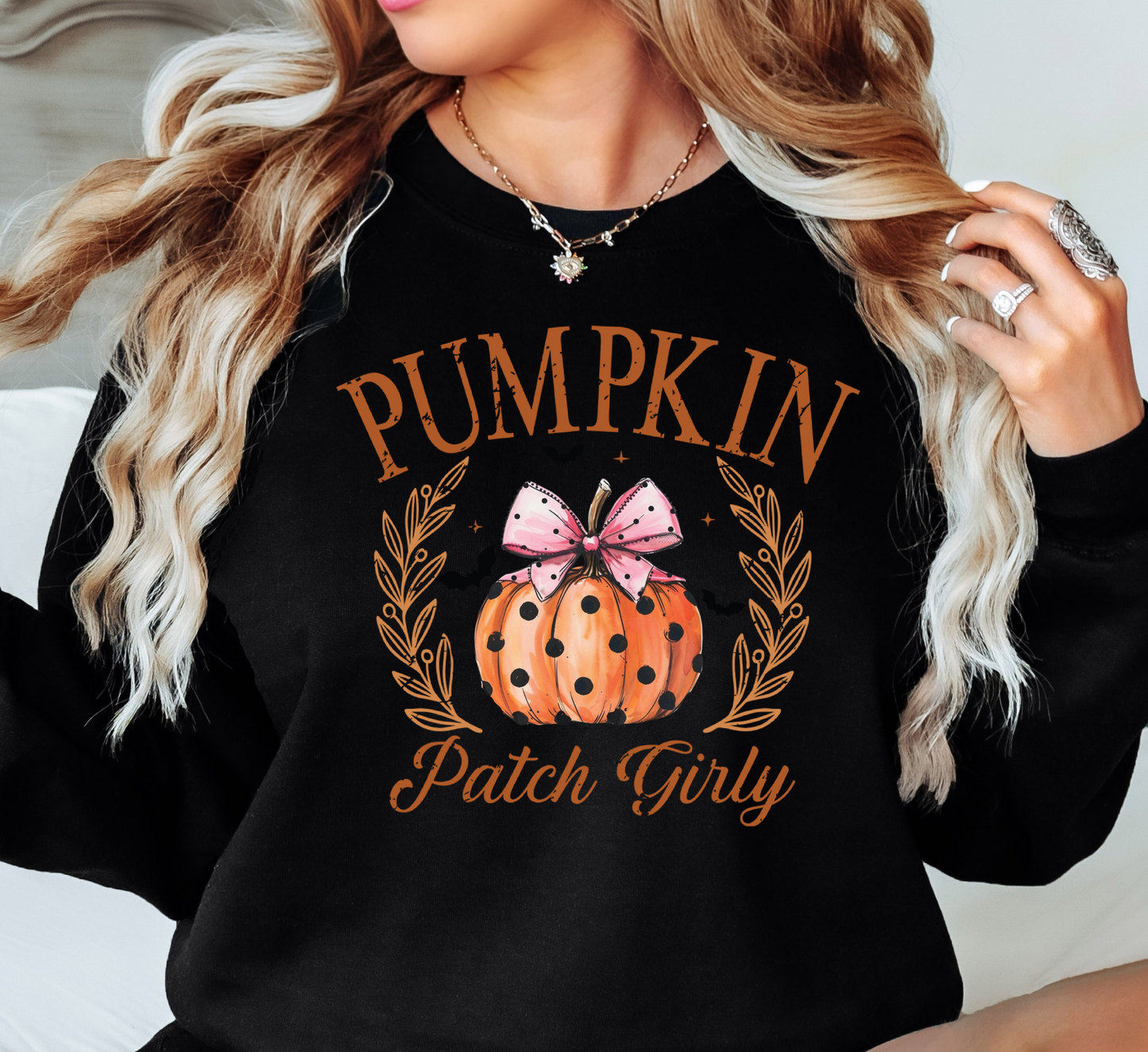 Pumpkin Patch Girly Sweatshirt | Boo-tiful Vibes Collection | Unique Gifts for Family Friends