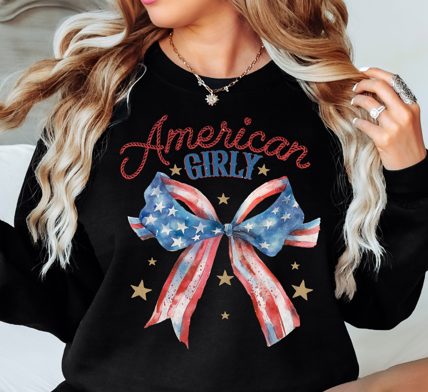 American Girly Sweatshirt | Stars and Stripes Collection | Unique Gifts for Family and Friends