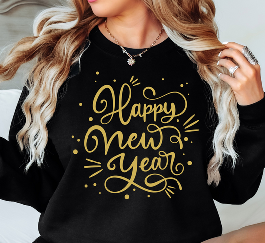 Happy New Year Gold Sweatshirt | New Year Magic Collection | Unique Gifts for Family Friends