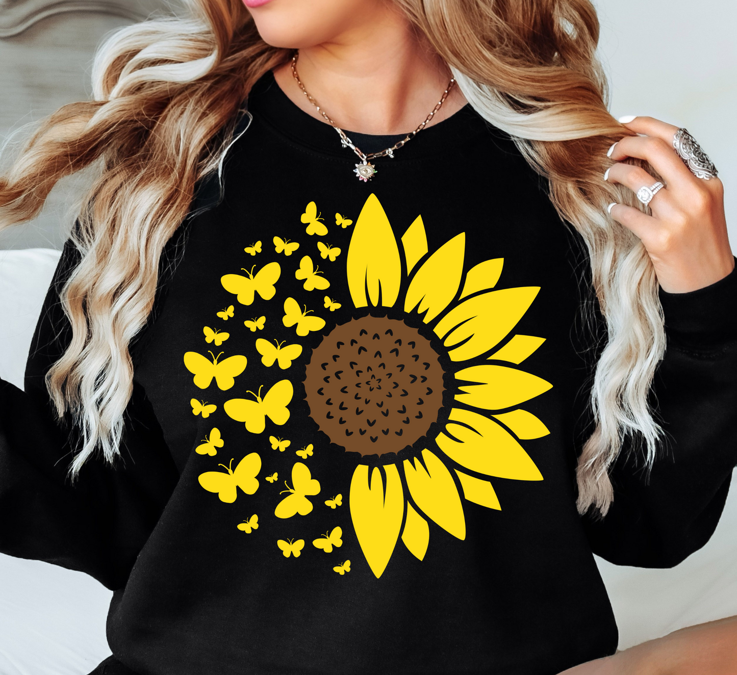 Sunflowers and Butterflies Sweatshirt | Hoppin' Into Spring Collection | Unique Gifts for Family Friends