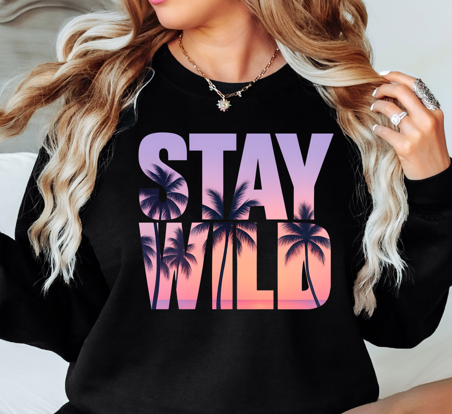 Stay Wild Palm Trees Sweatshirt | Beach Breeze Collection | Unique Gifts for Family Friends