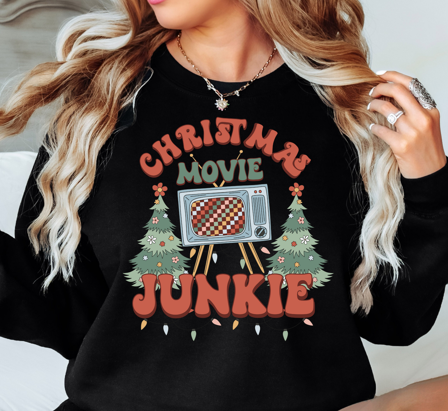 Xmas Movie Junkie Sweatshirt | Tis The Season Collection | Unique Gifts for Family Friends