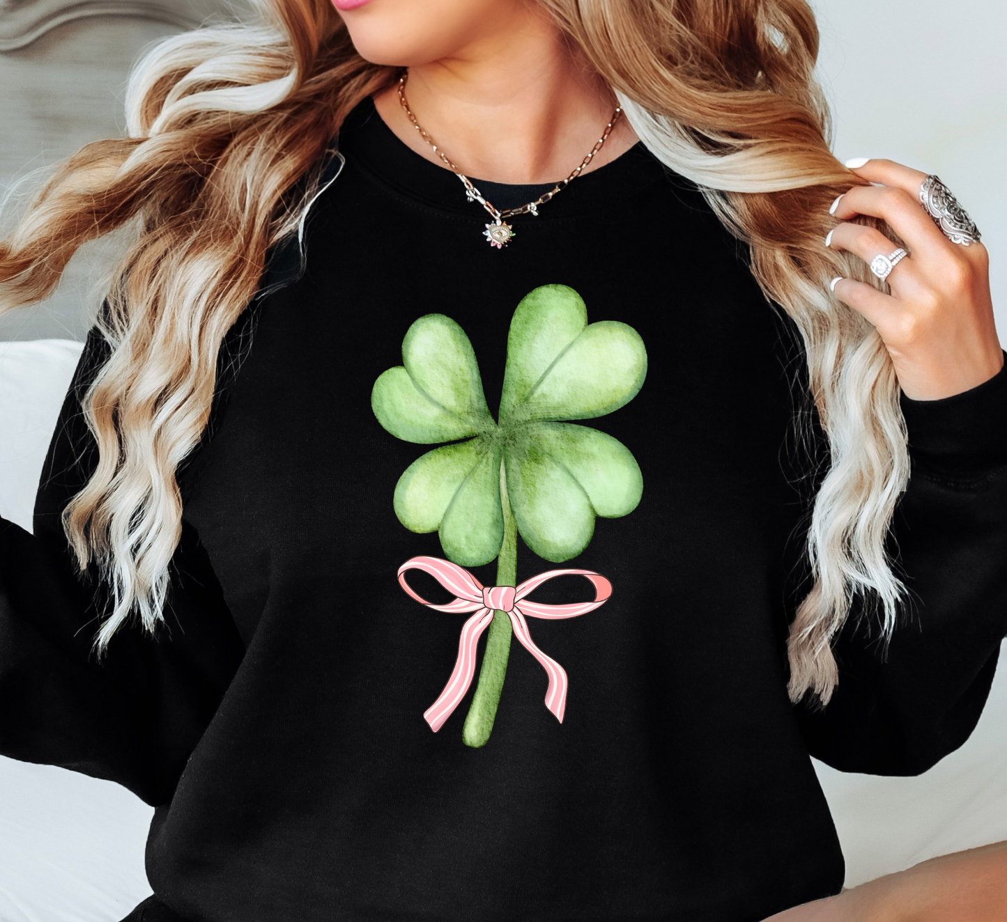 Bow and Shamrock Sweatshirt | Feeling Lucky Collection | Unique Gifts for Family Friends