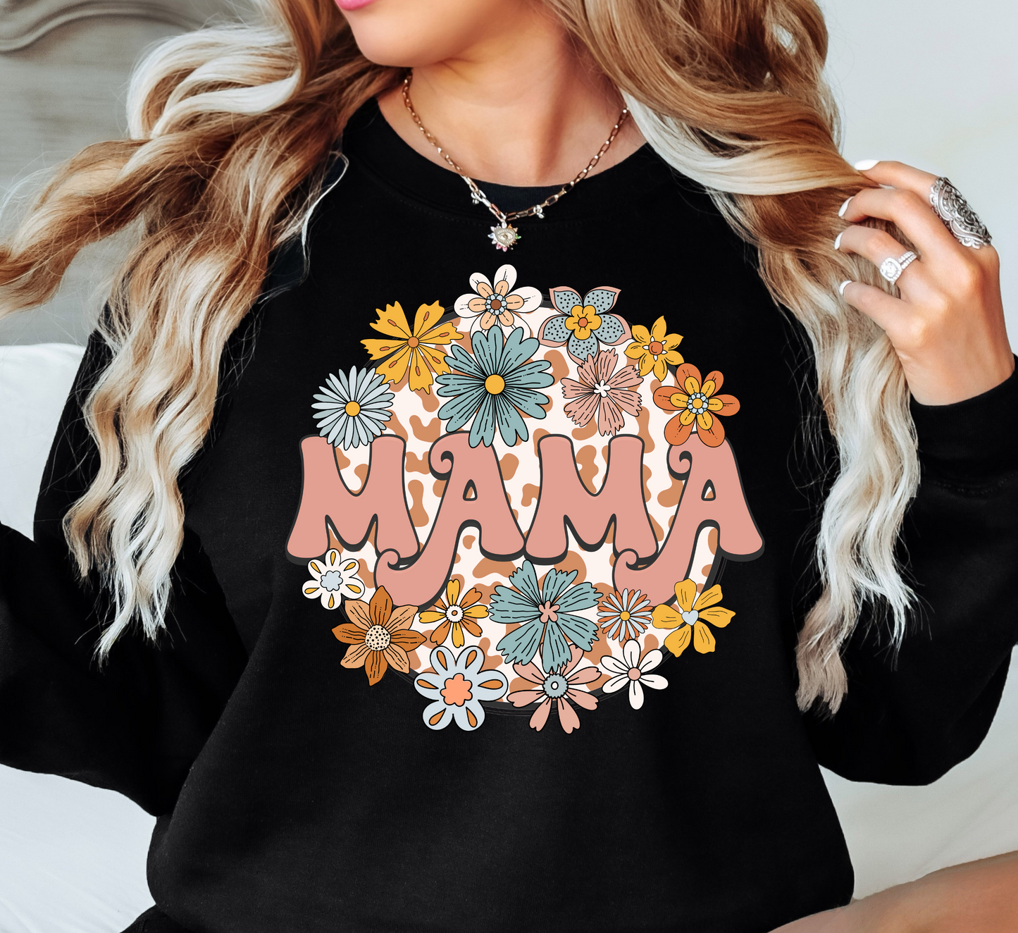 Retro Groovy Floral Mama Sweatshirt | Mama Mode Activated Collection | Unique Gifts for Family Friends