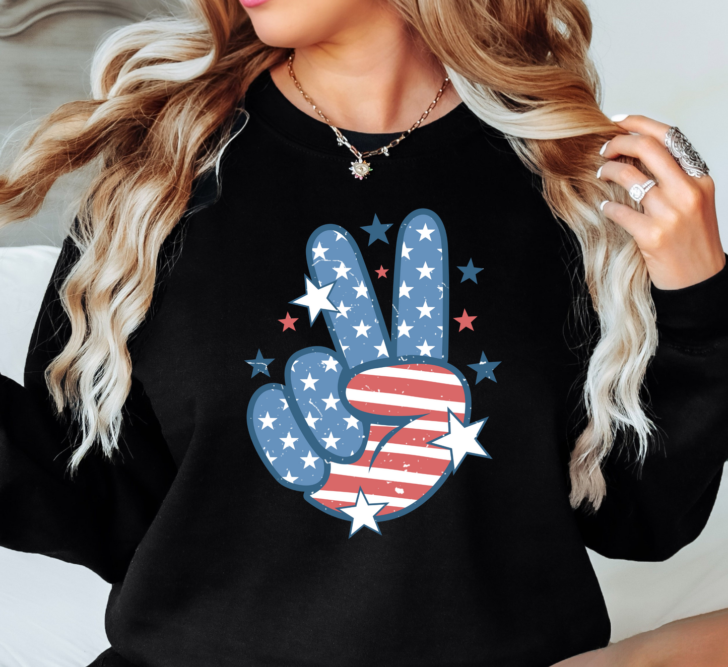 USA Peace Hand Sweatshirt | Stars and Stripes Collection | Unique Gifts for Family and Friends