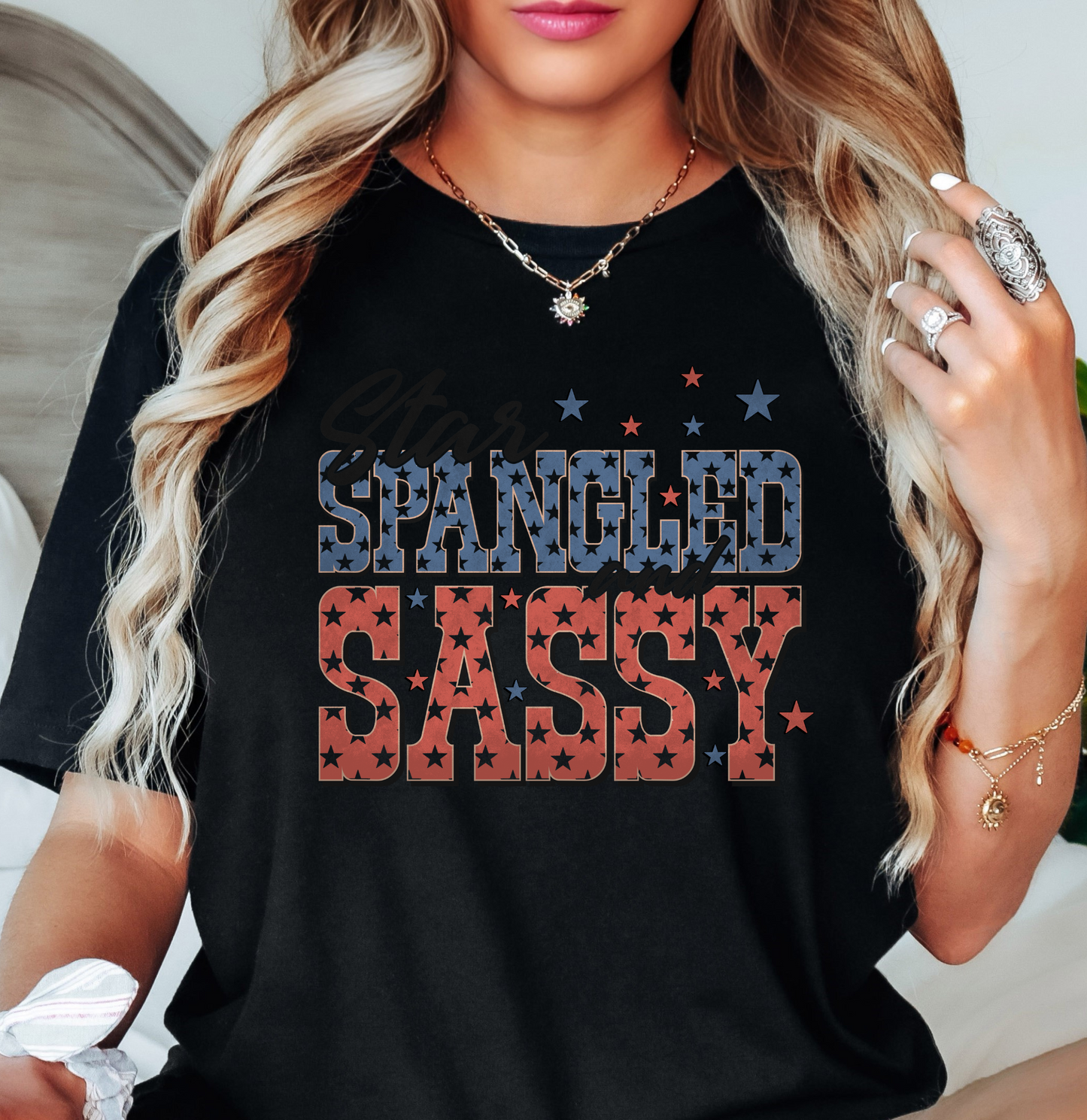 Star Spangled Sassy Tee | Stars and Stripes Collection | Unisex Pre-Shrunk T-Shirt