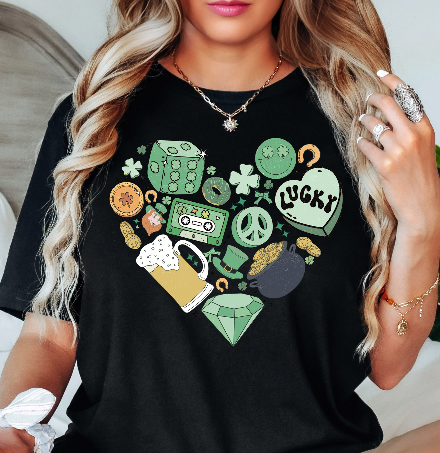 Lucky Heart Doodle Tee | Feeling Lucky Collection | Unisex Pre-Shrunk T-Shirt