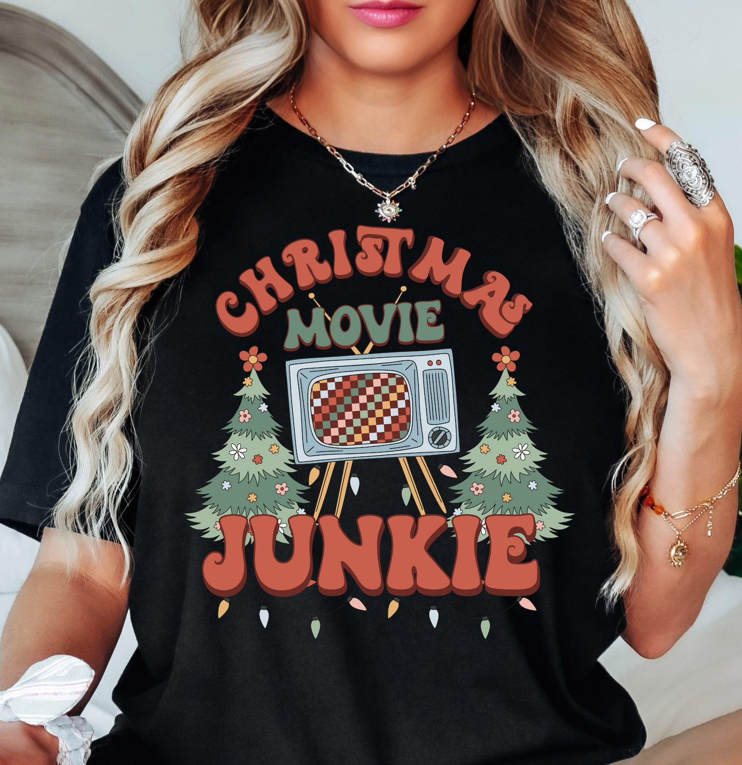 Xmas Movie Junkie Tee | Tis The Season Collection | Unisex Pre-Shrunk T-Shirt
