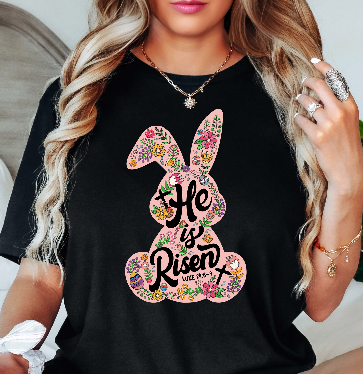 He Is Risen Bunny Tee | Hoppin' Into Spring Collection | Unisex Pre-Shrunk T-Shirt