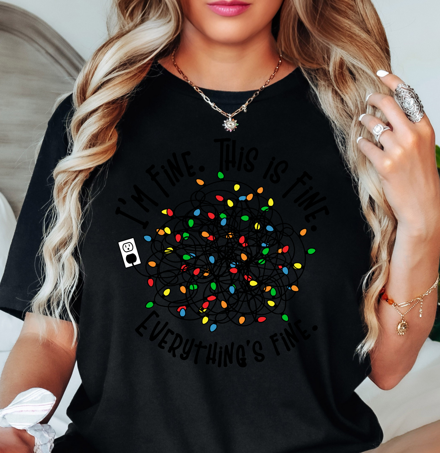 Xmas Lights I'm Fine Tee | Tis The Season Collection | Unisex Pre-Shrunk T-Shirt