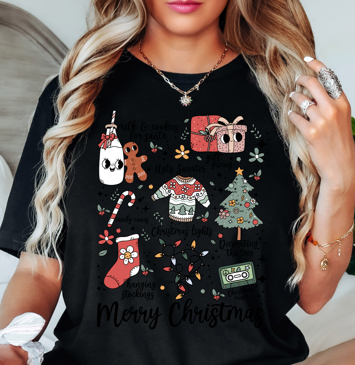 Merry Xmas Doodles Tee | Tis The Season Collection | Unisex Pre-Shrunk T-Shirt