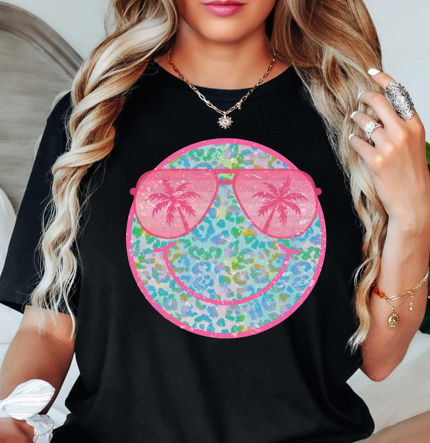 Leopard Beach Smiley Tee | Beach Breeze Collection | Unisex Pre-Shrunk T-Shirt