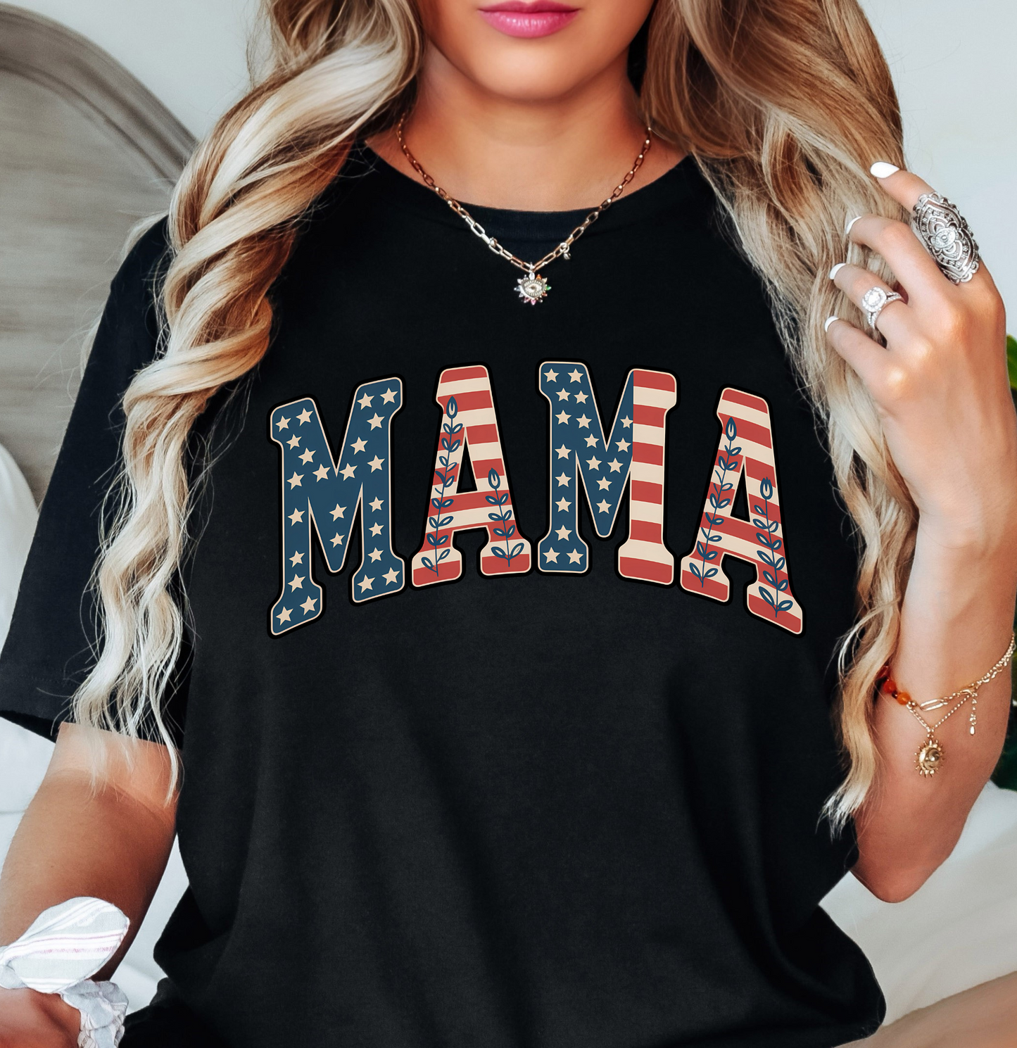 USA Floral Mama Tee | Mama Mode Activated Collection | Unisex Pre-Shrunk T-Shirt