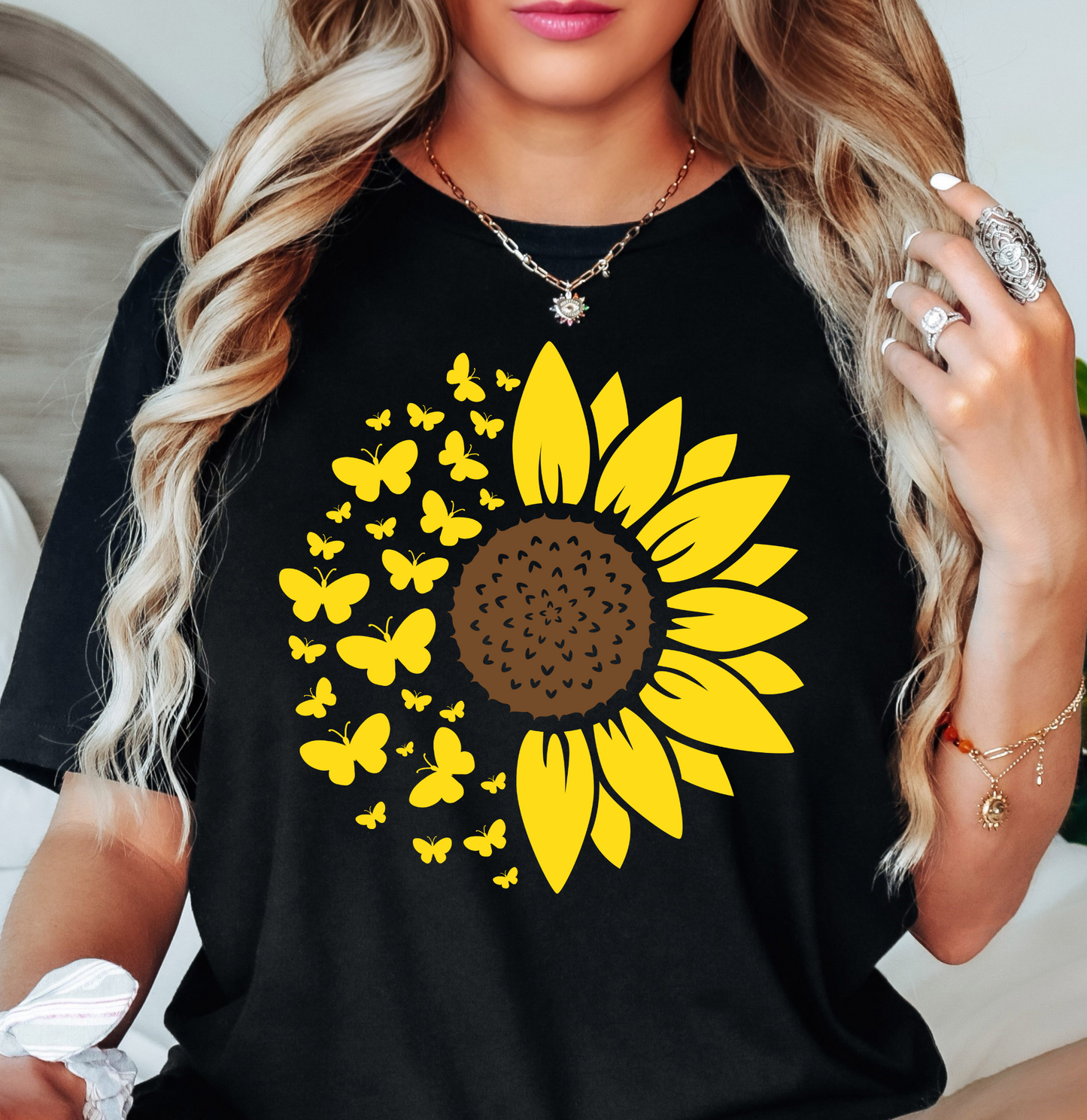 Sunflowers and Butterflies Tee | Hoppin' Into Spring Collection | Unisex Pre-Shrunk T-Shirt