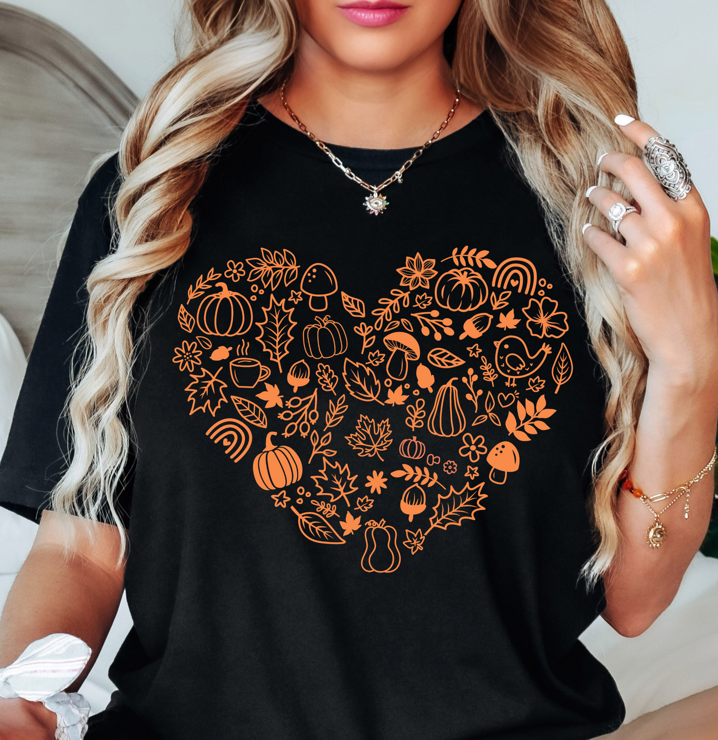 Autumn Doodles Heart Tee | Harvest Joy Collection | Unisex Pre-Shrunk T-Shirt