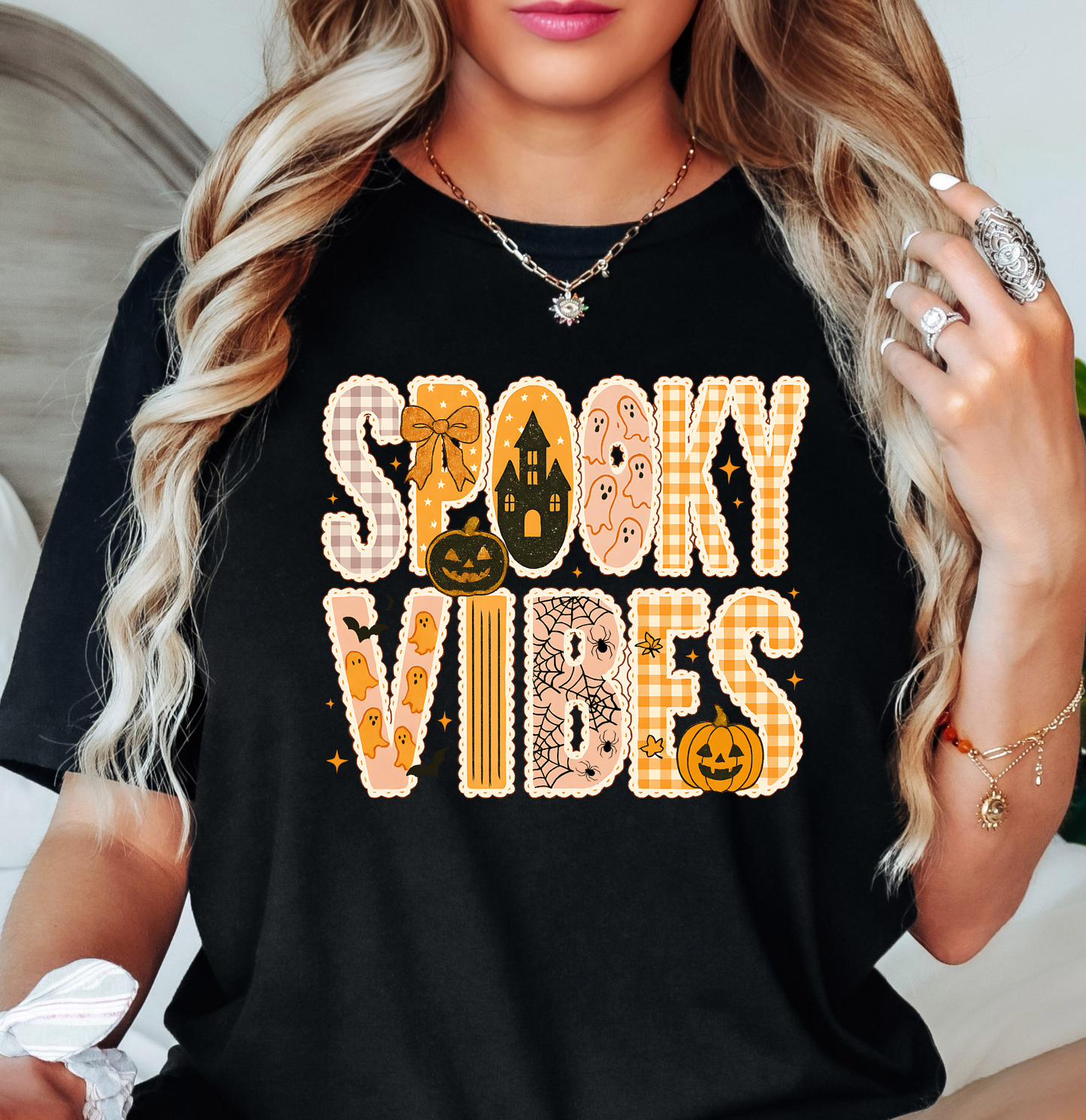 Spooky Vibes Preppy Tee | Boo-tiful Vibes Collection | Unisex Pre-Shrunk T-Shirt