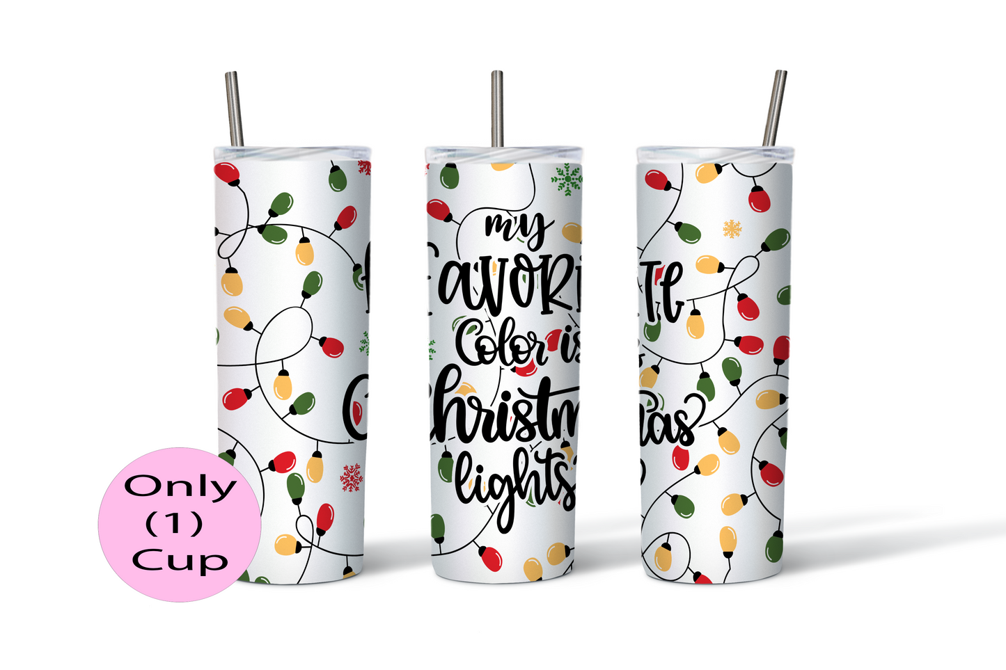 Favorite Color Christmas Lights | 20oz (Skinny) Tumbler | Unique Gifts for Family Friends