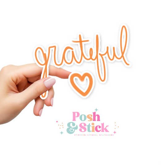 Grateful Heart | Harvest Joy Clear Vinyl Stickers | Unique Gifts For Family Friends