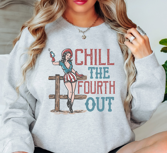 Chill The 4th Out Sweatshirt | Stars and Stripes Collection | Unique Gifts for Family and Friends