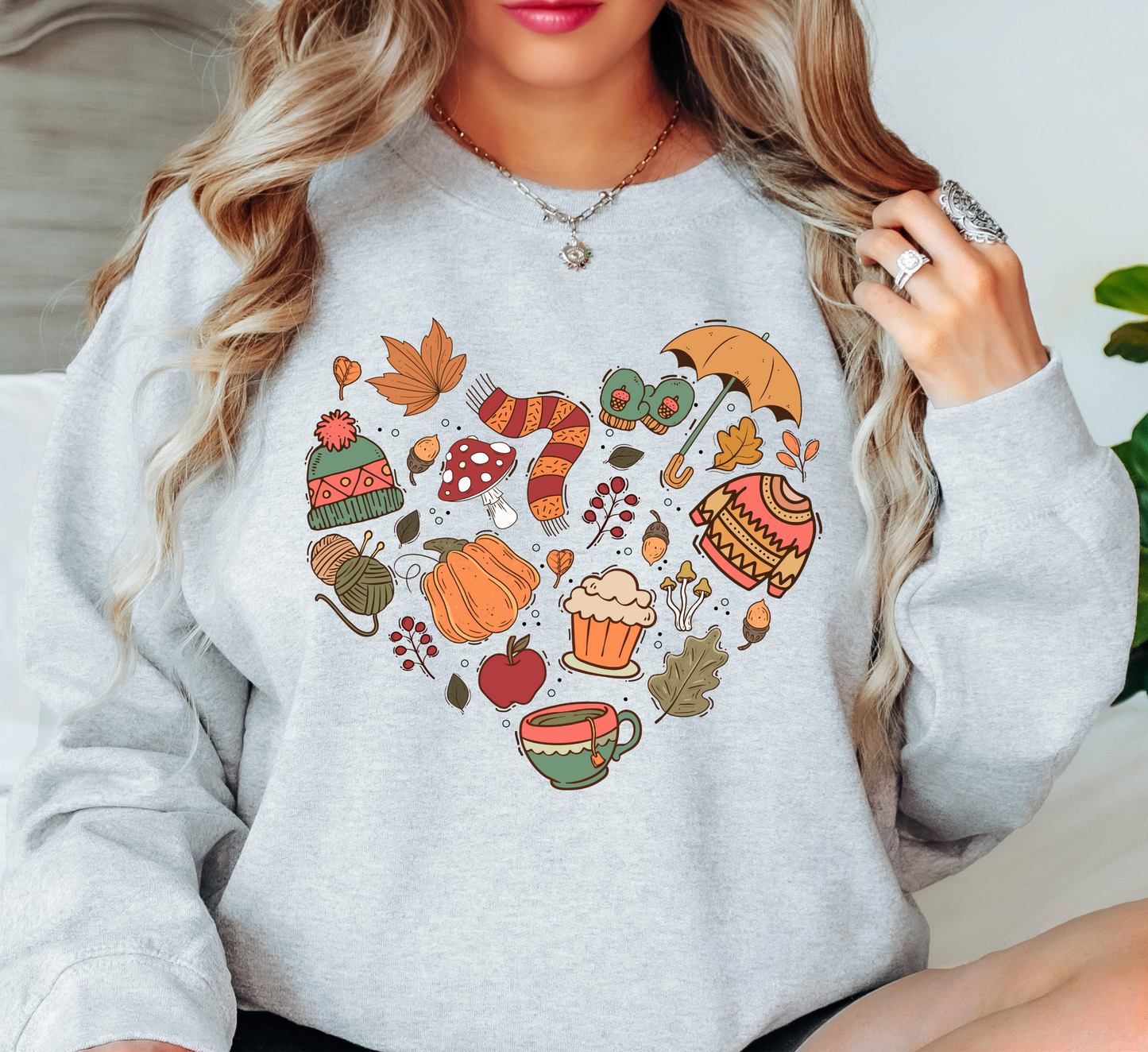 Fall Doodle Heart Sweatshirt | Falling For You Collection | Unique Gifts for Family Friends