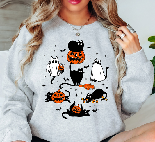 Cats and Ghosts Sweatshirt | Boo-tiful Vibes Collection | Unique Gifts for Family Friends