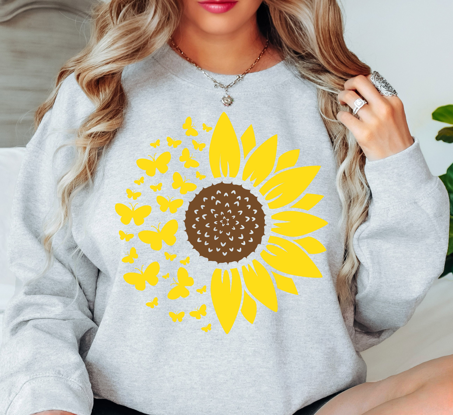 Sunflowers and Butterflies Sweatshirt | Hoppin' Into Spring Collection | Unique Gifts for Family Friends
