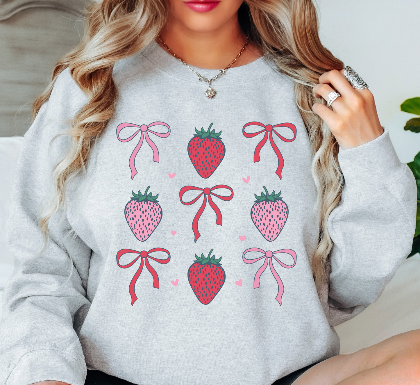 Strawberry and Bows Sweatshirt | Groovy Vibes Collection | Unique Gifts for Family and Friends